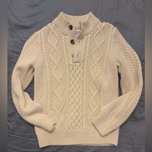 GAP Kids Beige Cable Knit Zip-Up Sweater